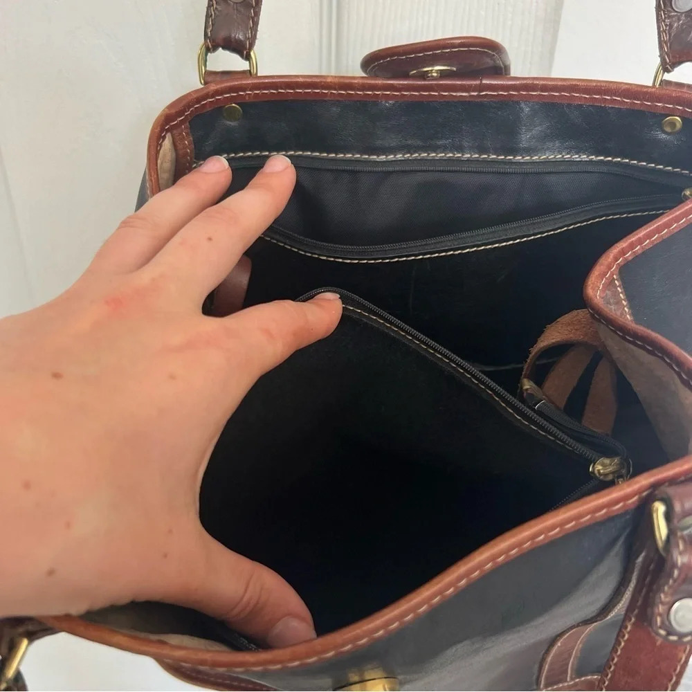 Vintage Brahmin brown & black purse tote leather - Picture 7 of 13